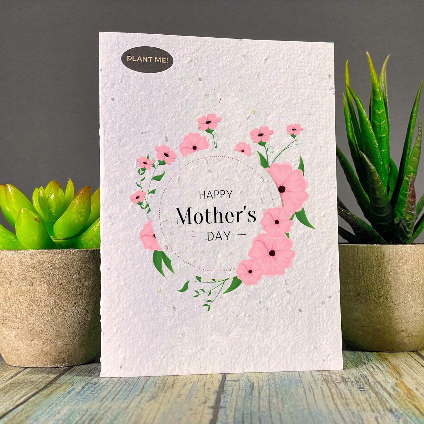 Happy Mothers Day With Pink Flowers Plantable Greeting Card