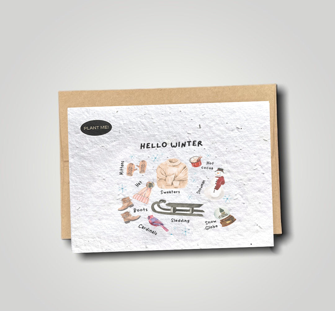 Hello Winter Christmas Plantable Xmas Card