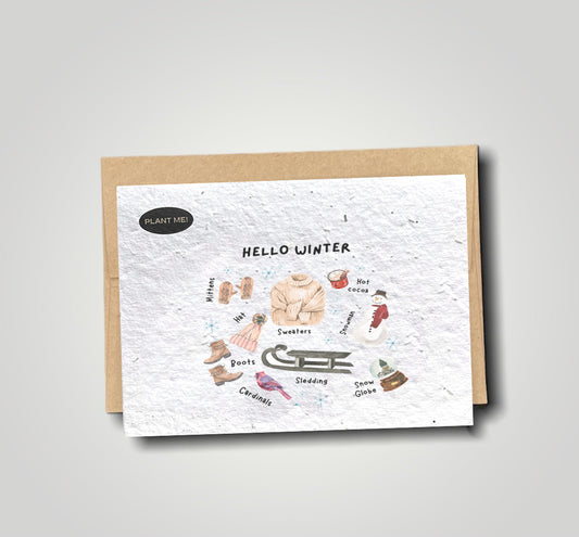 Hello Winter Christmas Plantable Xmas Card