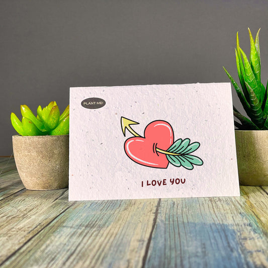 I Love You Arrow Heart Plantable Greeting Card