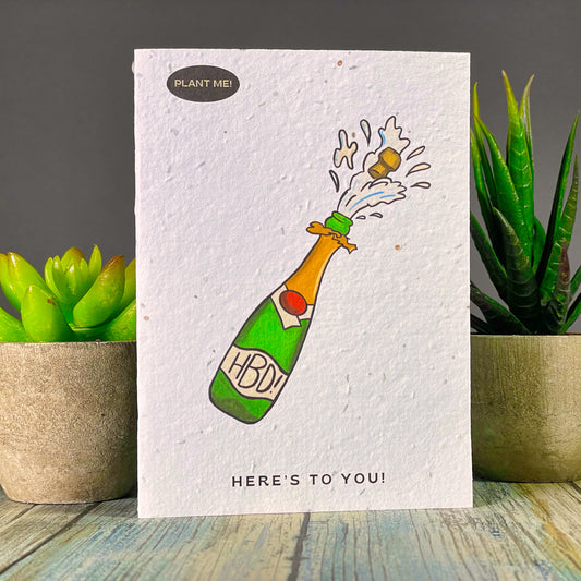 Popping Birthday Bottles Plantable Greeting Card