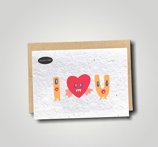 I Love You Monsters Plantable Valentines Day Card