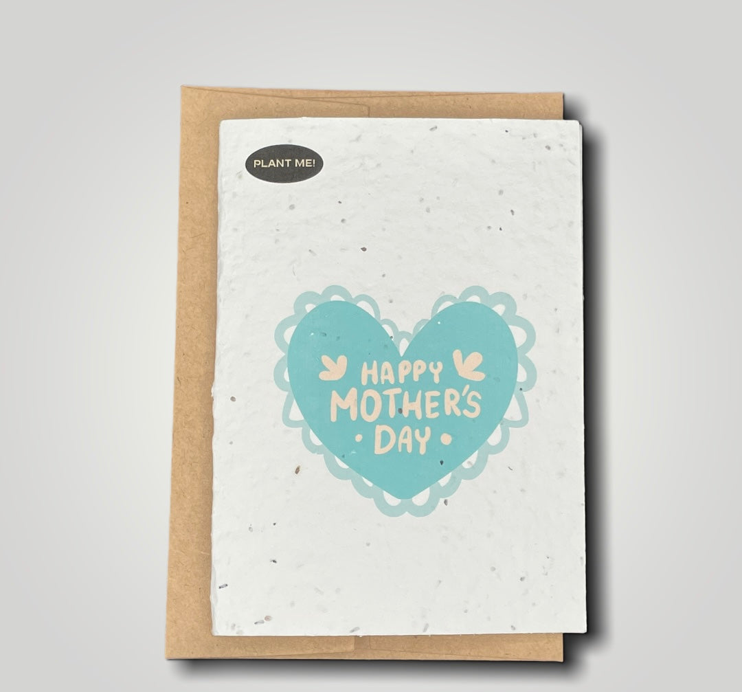 Happy Mother's Day Green Heart Plantable Greeting Card