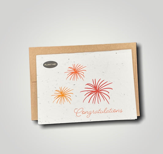 Congrats Fireworks Plantable Greeting Card