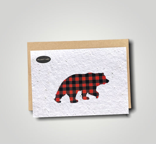 Plaid Bear Plantable Greeting Card