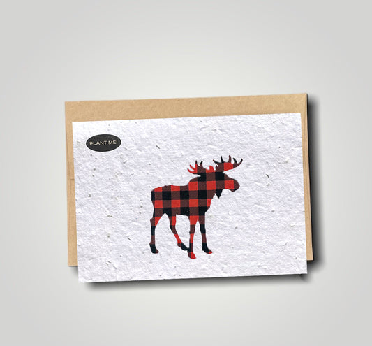 Plaid Moose Plantable Greeting Card