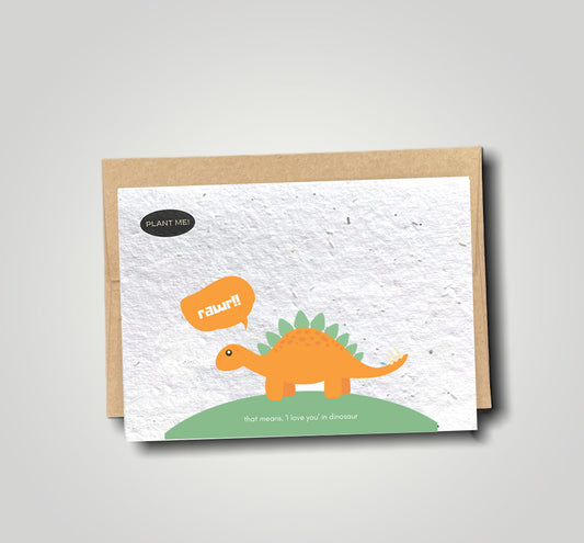 Rawrr Means Love In Dinosaur Plantable Valentines Day Card