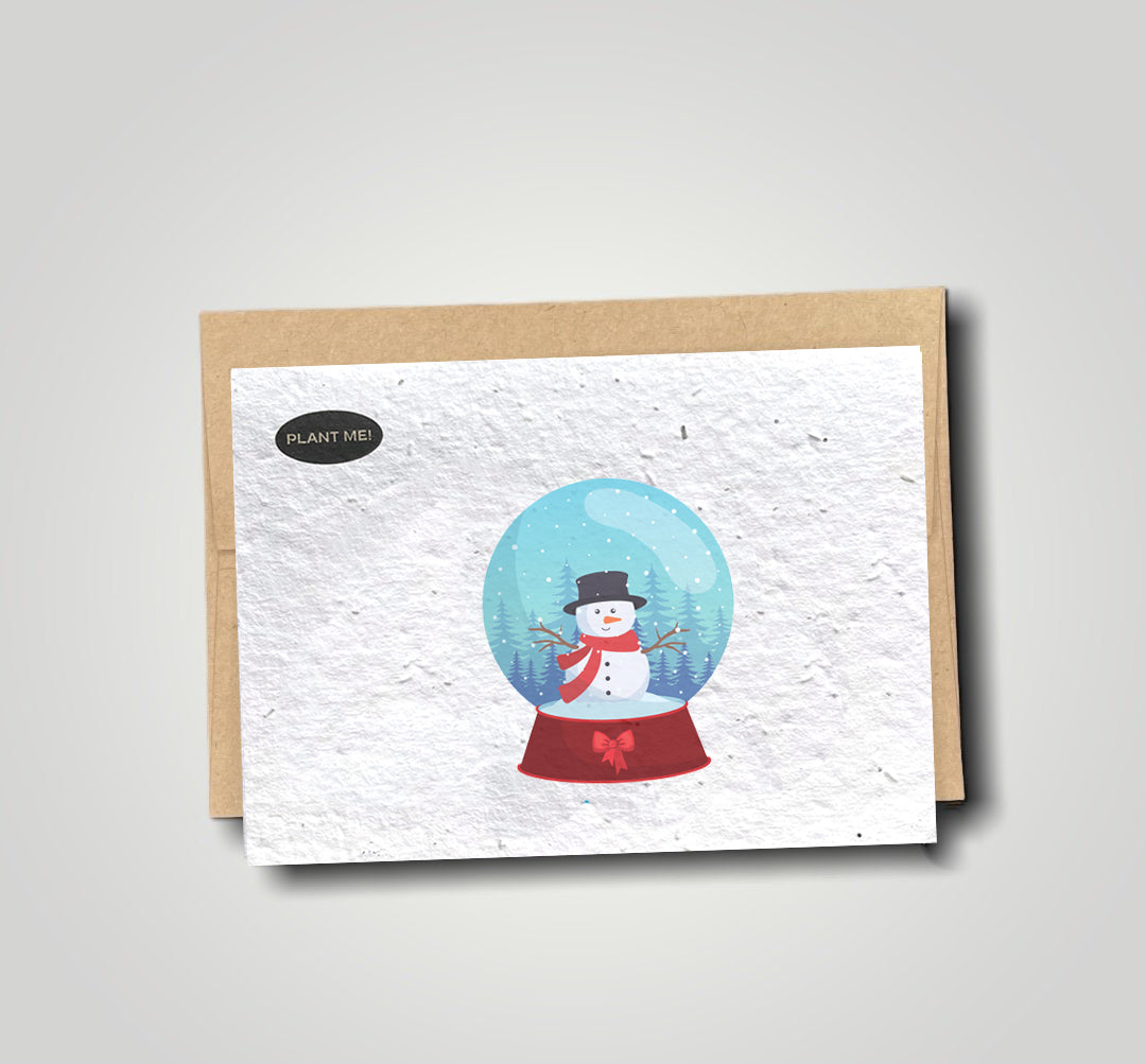 Snowman Snow Globe Christmas Plantable Xmas Card