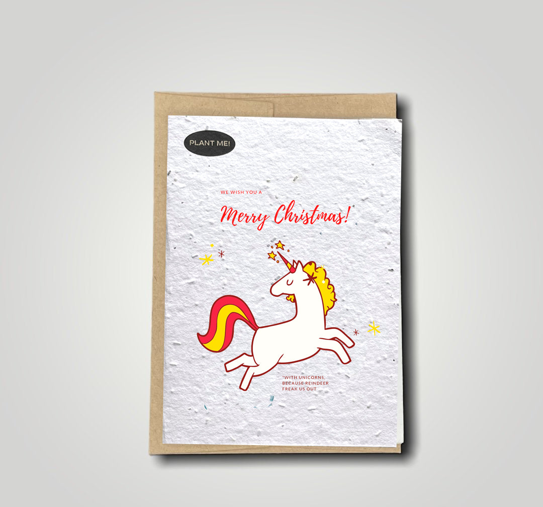 Christmas with Unicorns Plantable Greeting Card
