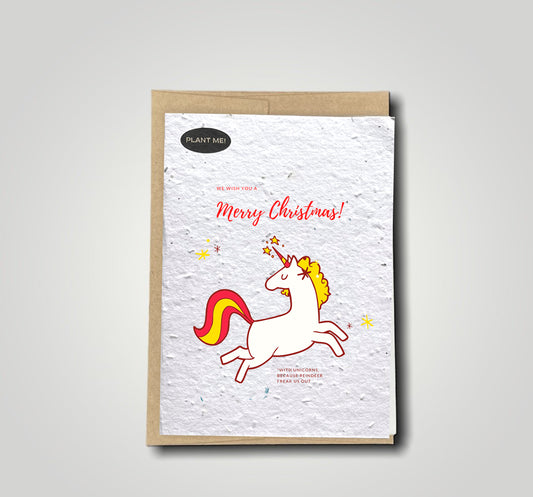 Christmas with Unicorns Plantable Greeting Card
