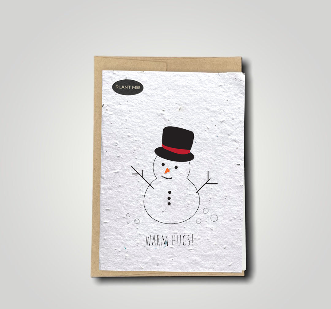 Warm Hugs Snowman Plantable Greeting Card