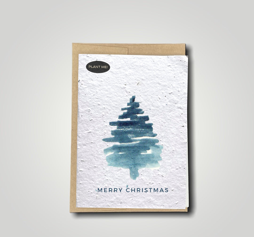 Water Colour Christmas Tree Plantable Greeting Card
