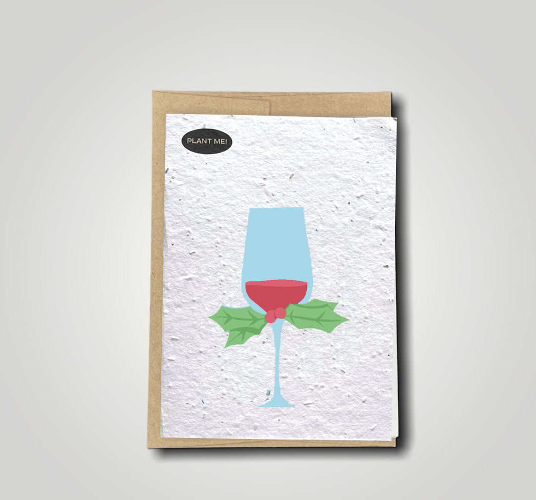 Wine & Holly Plantable Greeting Card
